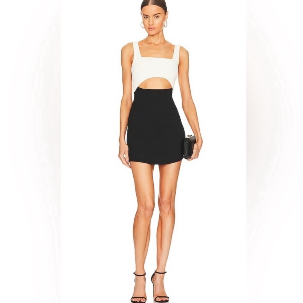 MISHA
Pola Textured Two-tone Mini Dress In Cloud Black US 6 XS